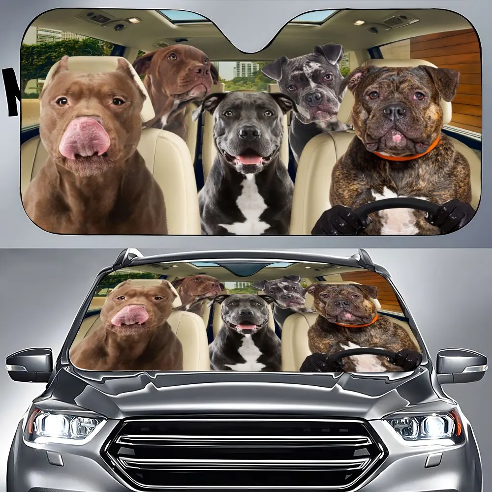 

American Pit Bull Terrier driving Car Front Windshield Sun Shade, Auto Accessories Sunshade for SUV- Blocks Uv Rays Protector