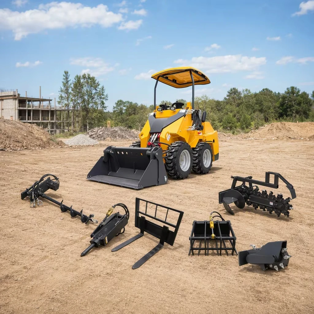 Heavy‑duty Connection Fittings Skid Steer Loader For Concrete Residue Shoveling And Construction Waste Treatment Work