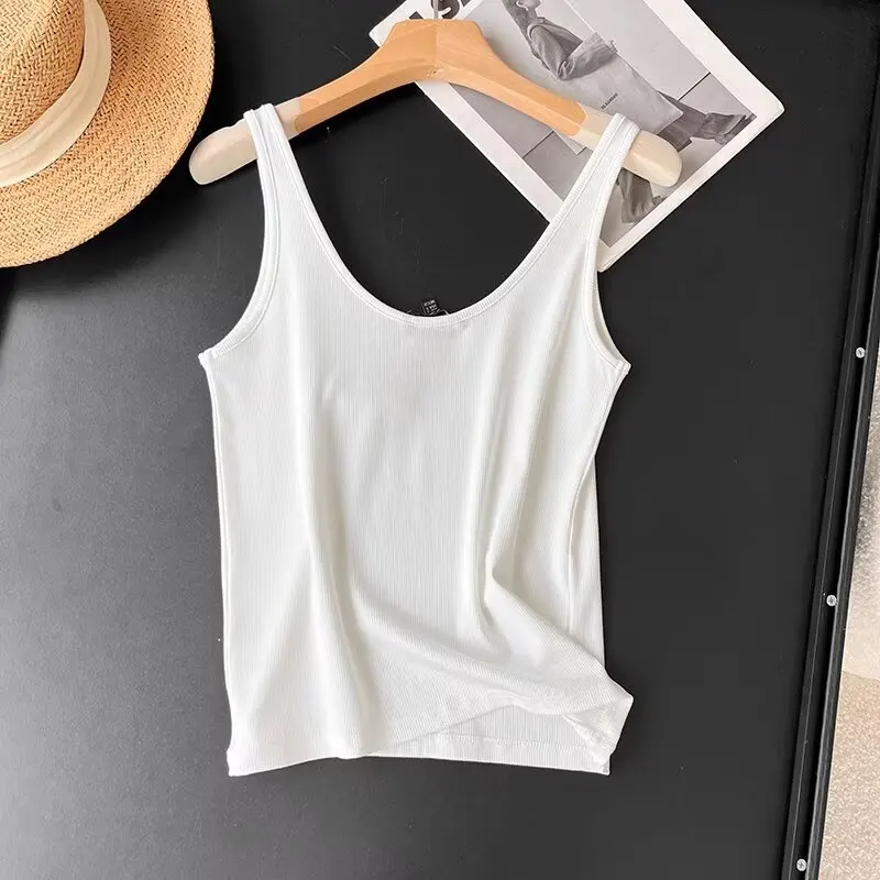 Jenny&Dave Summer T-Shirt For Women Fashion Ladies Tank Tops Knitted Rib Nordic Minimalist Basic T-shirt Women