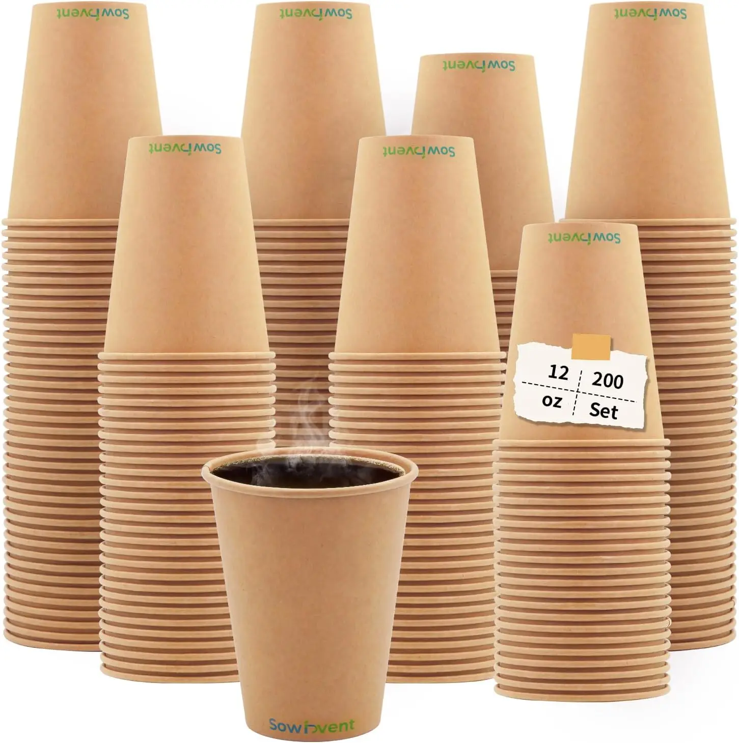 

12 oz 200 Count Kraft Paper Cups, Disposable Hot/Cold Beverage Paper Coffee Cups, Iced Water Cups for Picnic and Daily L