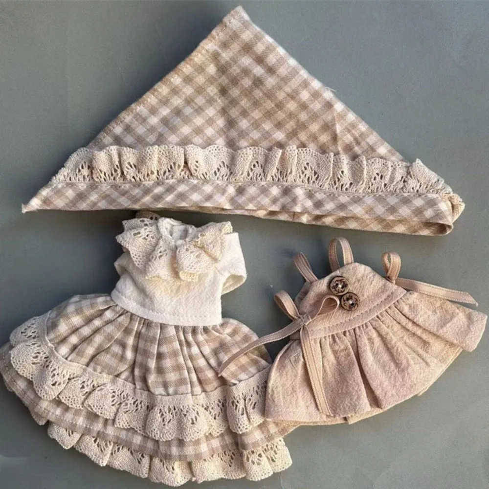 

Countryside Style Doll Skirt Clothes Set Cute Mini with Beret Lace Suspender Skirt Shirt for ob22 ob24 azone Dolls