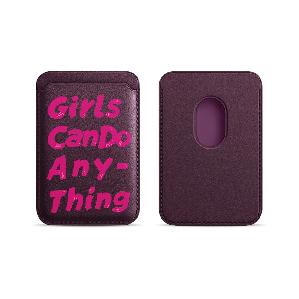 Feminismus-Leder-Kartenetui Handyhülle Kartenhalter für Magnetische Hülle Geeignet für alle iPhones für Magsafe Karten-Handy-Rückentasche – Detail 12