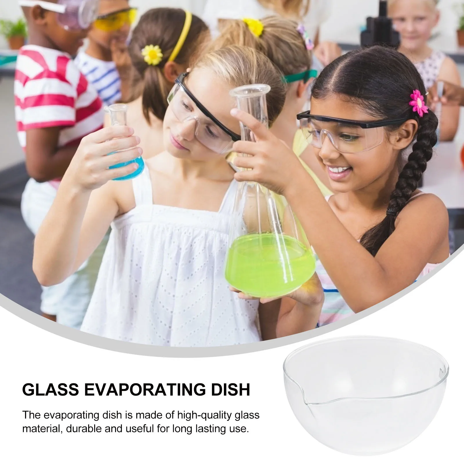 

Laboratory Evaporating Bowl Dish Glass Basin Round Bottom Container for with Spout