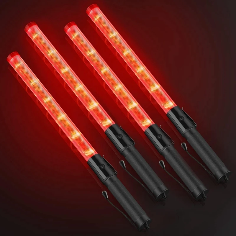 4Pack Traffic Wand 21Inch Led Traffic Control Wand Safety Light Wand With 2Flashing Modes Air Marshaling Signal Wand