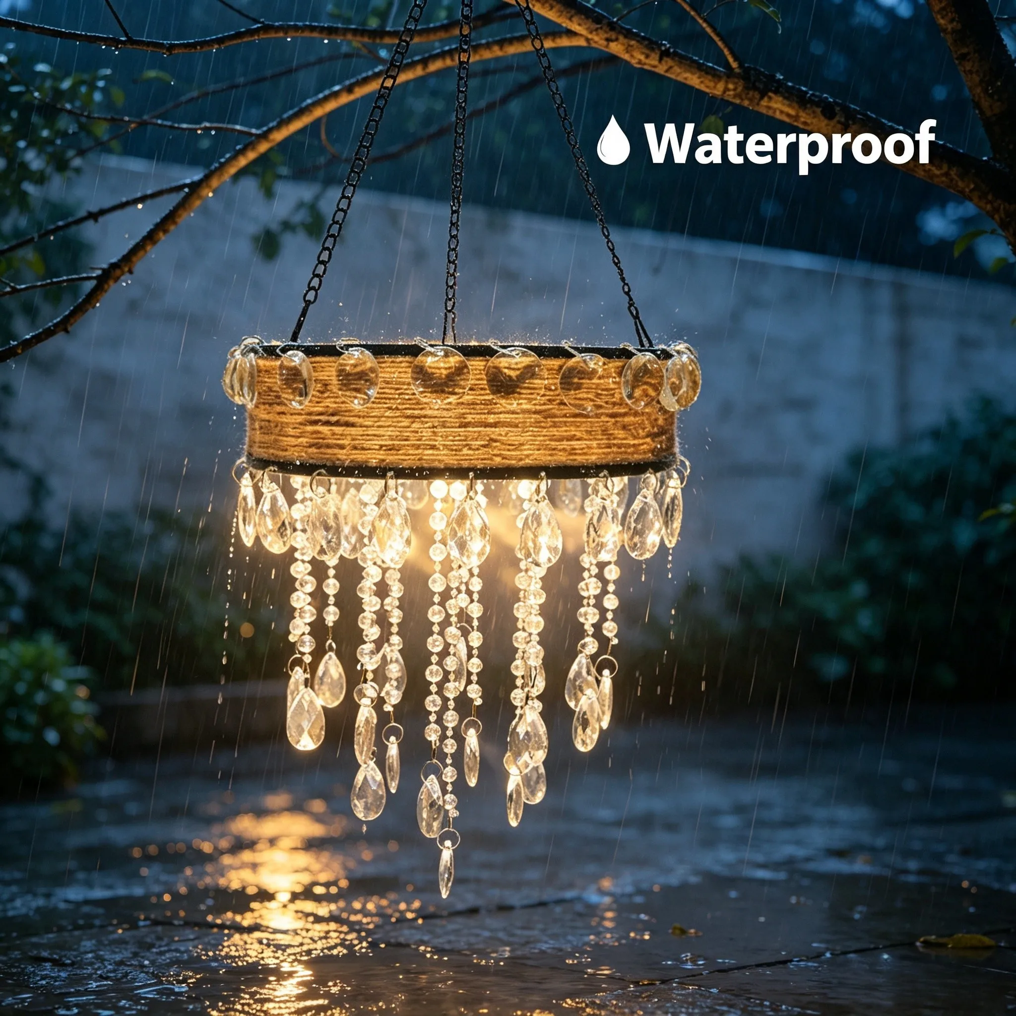 Rustic Waterproof Solar Chandelier Elegant LED Hanging Light Outdoor Pendant Lamp For Garden Patio Yard Porch Backyard Balcony