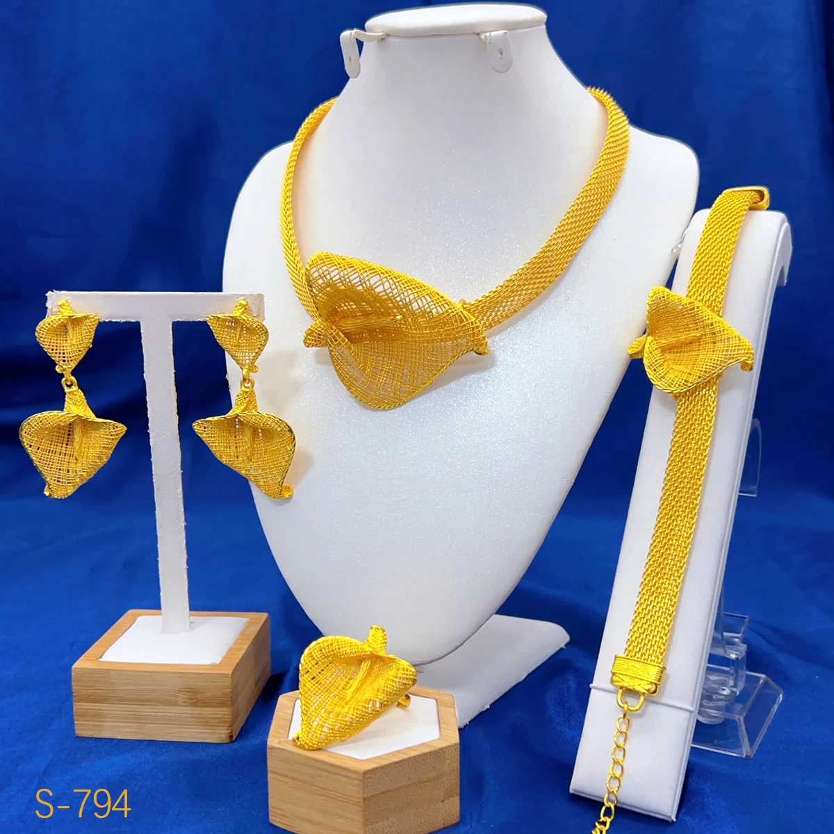 

Роскошные комплекты ожерелья и серег нестандартной формы в Дубае для женщин, эфиопский индийский свадебный комплект ювелирных изделий золото 24 карата, свадебный комплект