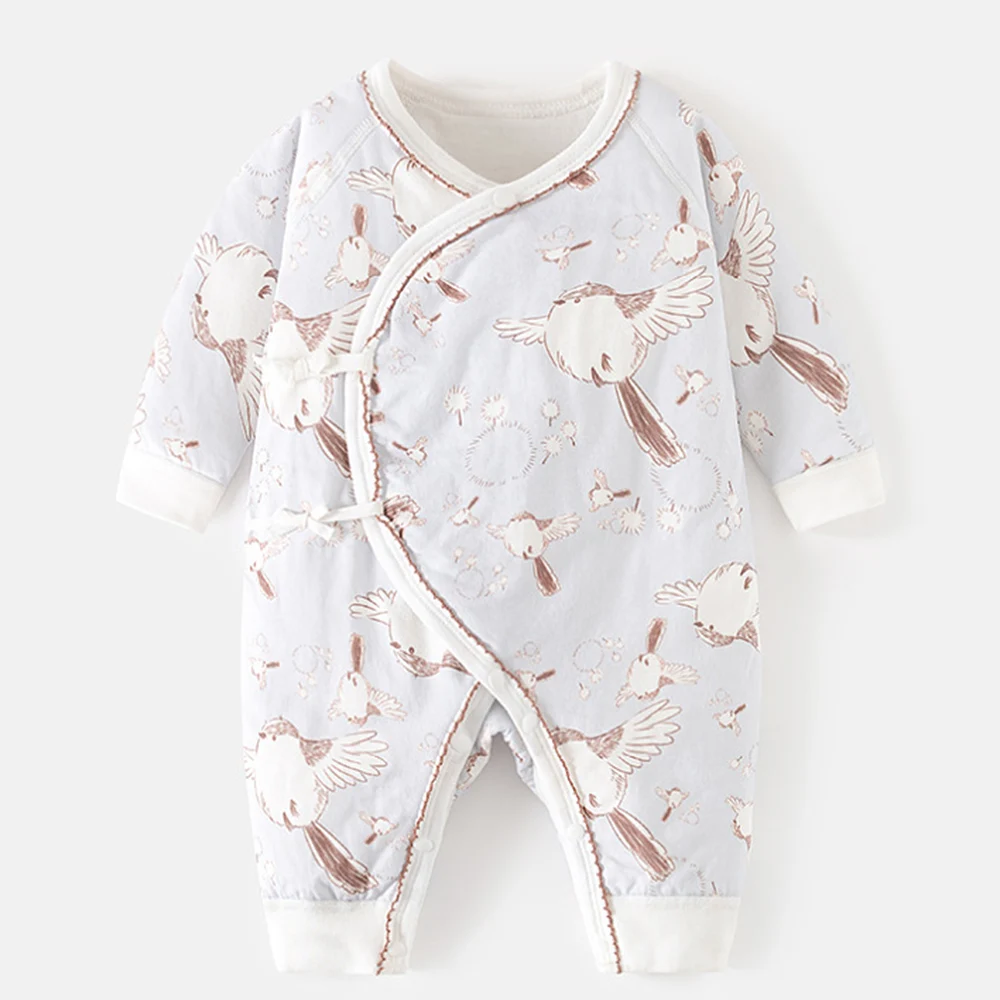 Vestiti delle neonate trapuntati autunno inverno caldo tuta bambino 0-6 mesi Unisex natale pagliaccetto neonato