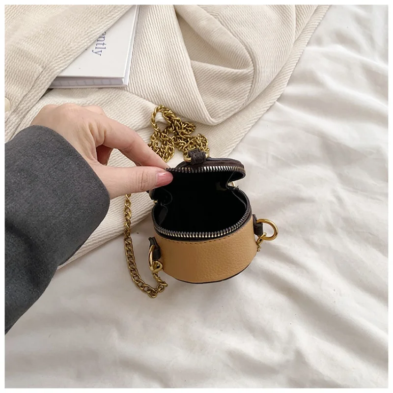 New Fashion Chain Coin Purse Bag Mini Letter Print Crossbody Bag Round Cake Shoulder Bag Kids