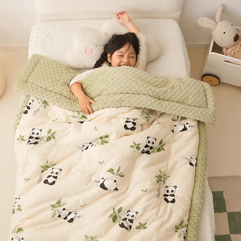 Panda Kids Quilt Warm Cotton Kids Bean Fleece Baby Blanket,Soft Toddler Bedding​ Comforter Nap Cover Bed Thick Blanket