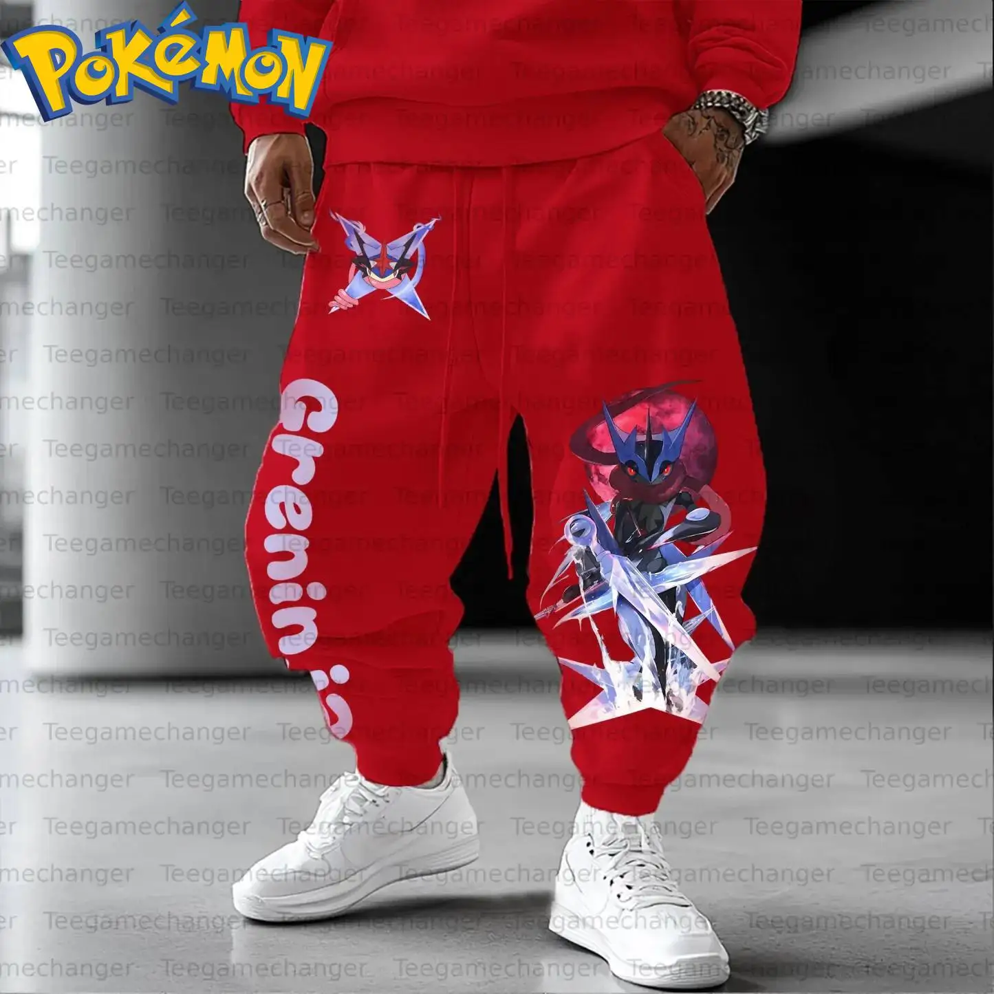 ポケモンアニメ グレンインジャ コットンパーカー 原宿パンツセット レッドキャラクタープリント レッドムーン忍者ポーズパターン付き ツーピース衣装