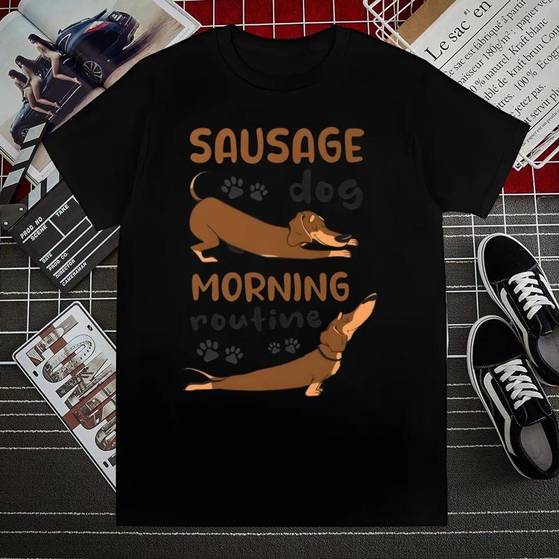 

Такса Teckel Забавная милая собака животное Harajuku Мужские футболки Футболки Топы Дизайн с короткими рукавами Эстетическая аниме футболка