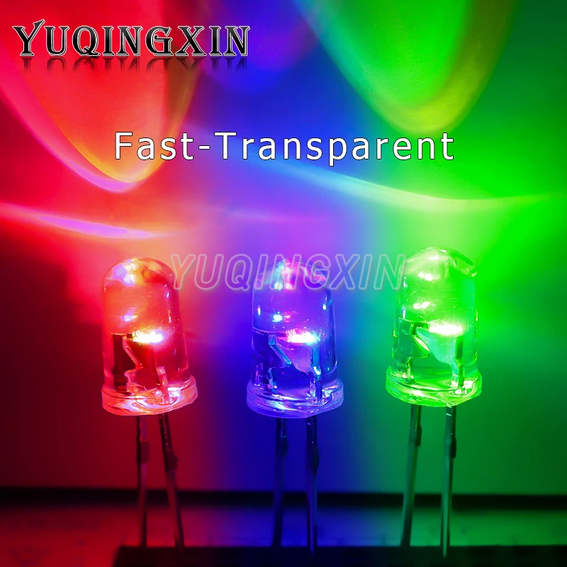 50pcs F5 5mm Fast / Slow RGB Flash Red Green Blue Rainbow Multi Color Flashing Light Emitting Diode Round LED Full Color DIY