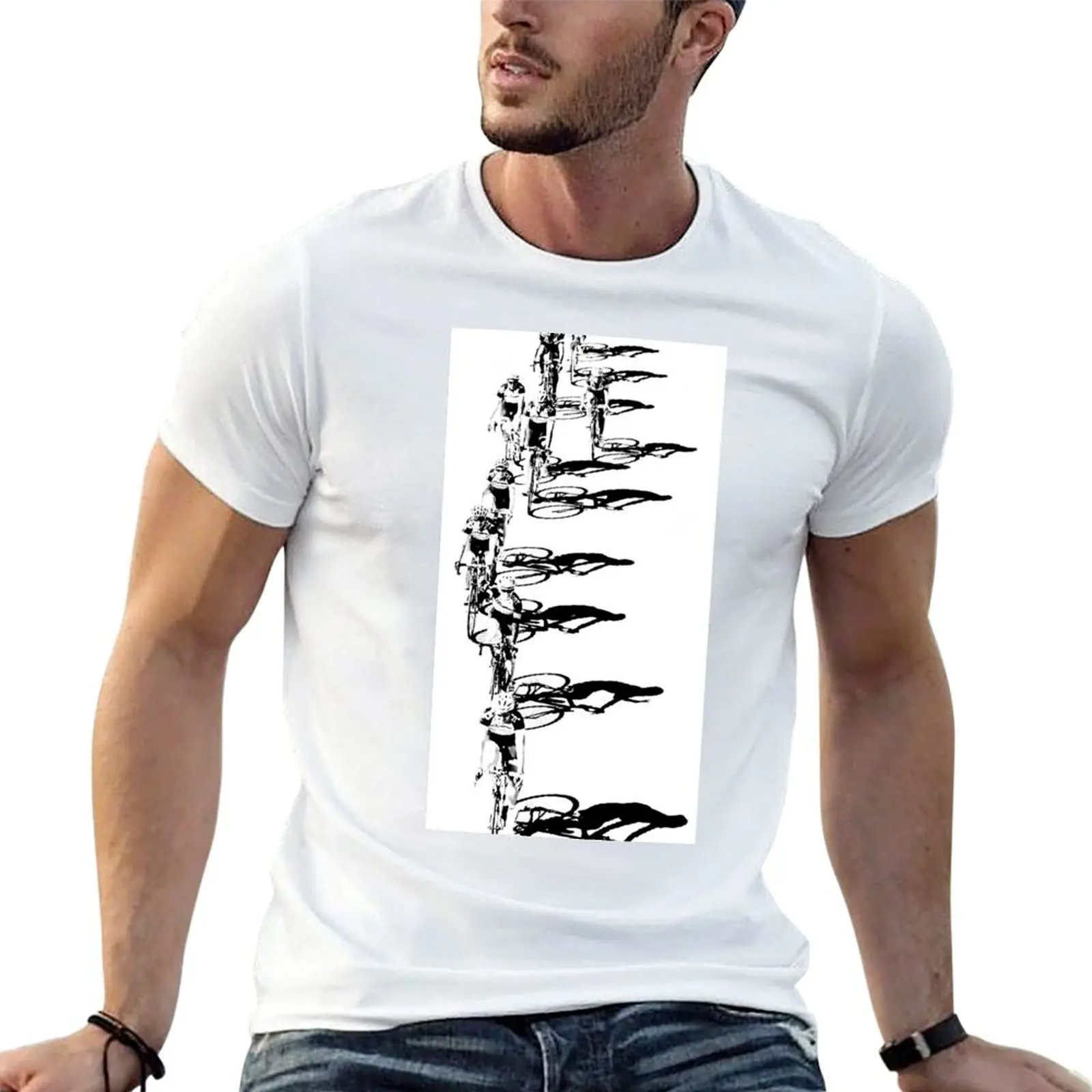 Cycling Shadows T-Shirt Funny t-shirt custom t-shirts Men's cotton t-shirt