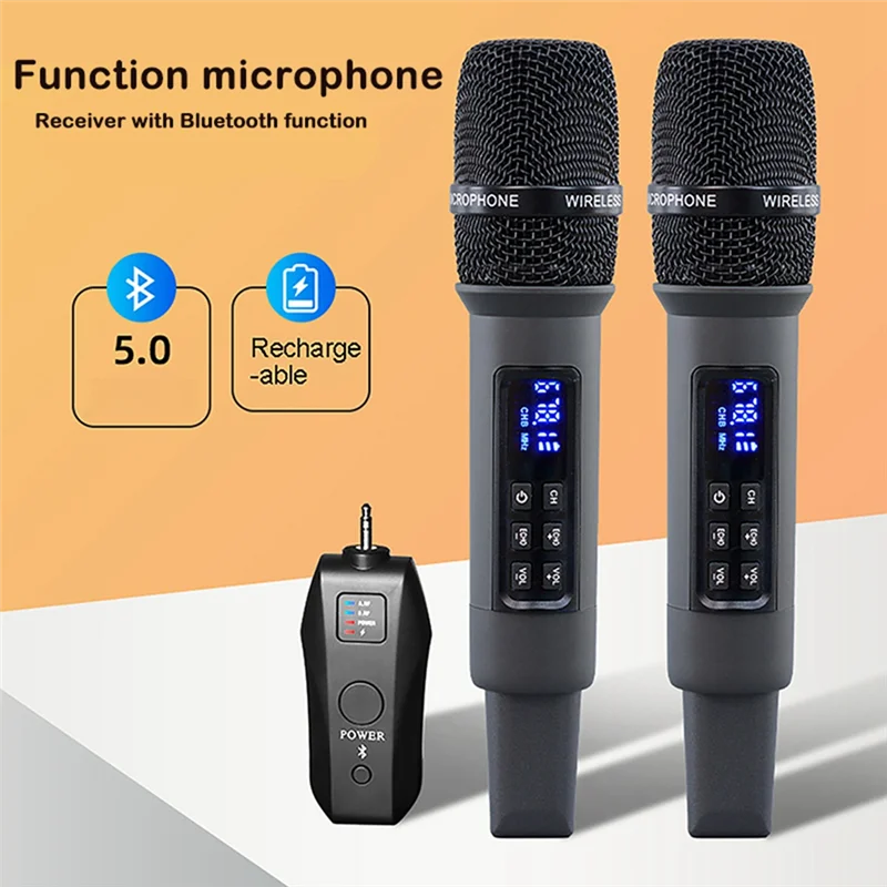 UHF Wireless Handheld Karaoke Microphone System Bluetooth Receiver Performing Professional Home Reverb High And Low Bass