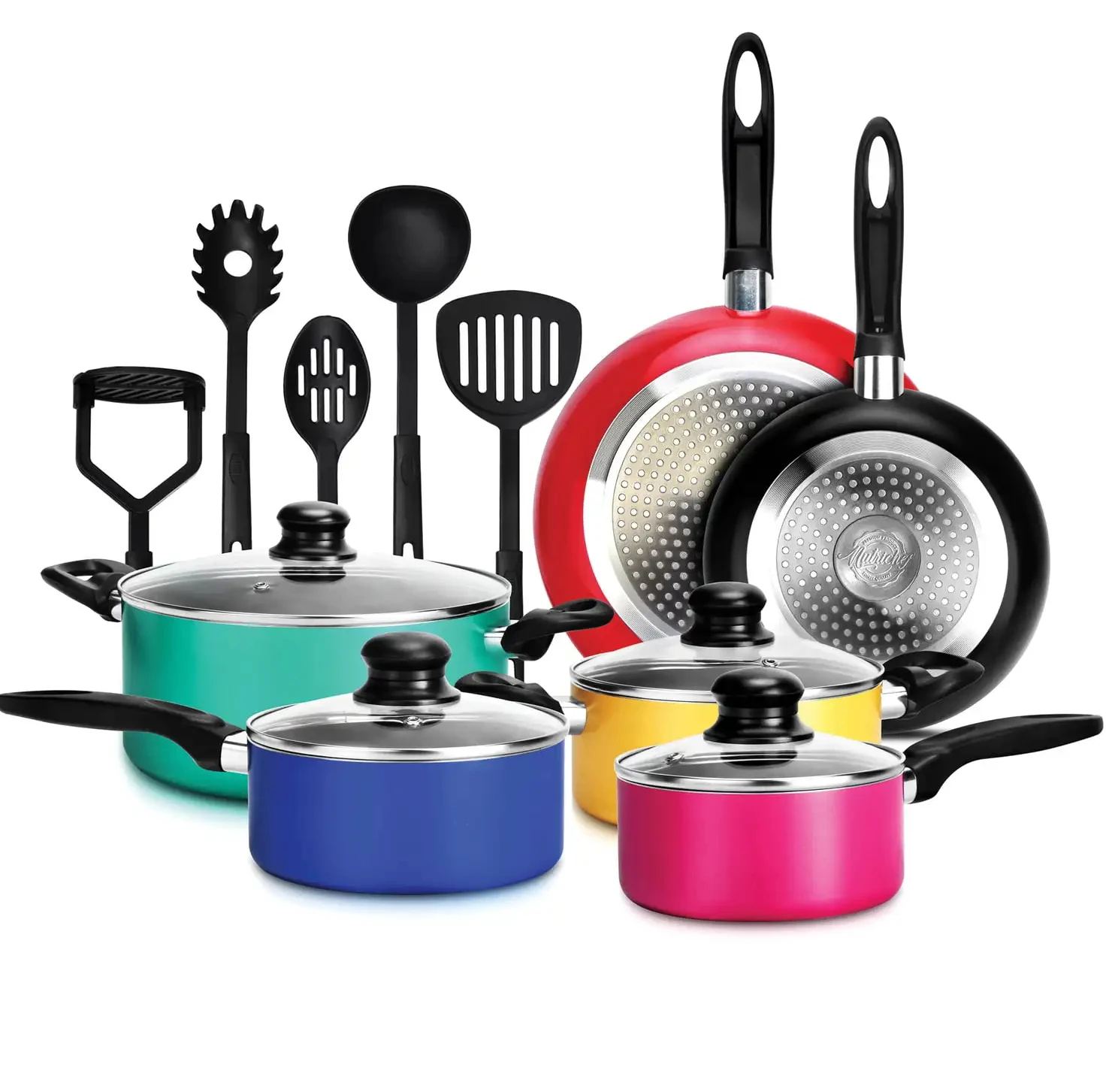 15 Piece Kitchenware Pots & Pans Non-Stick Cookware Set