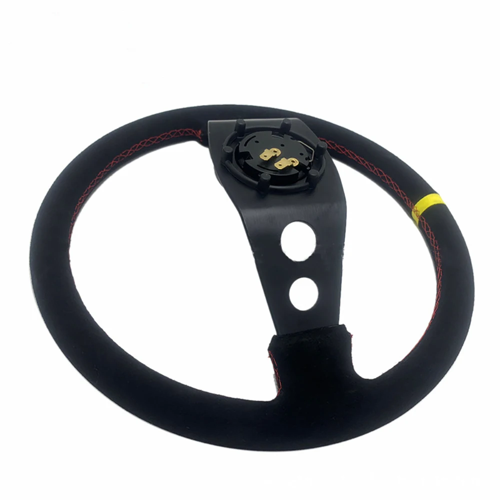 14 Inch 350MM Universal Frosted Steering Wheel Deep Concave Suede Steering Wheel Car Accessories Personalization