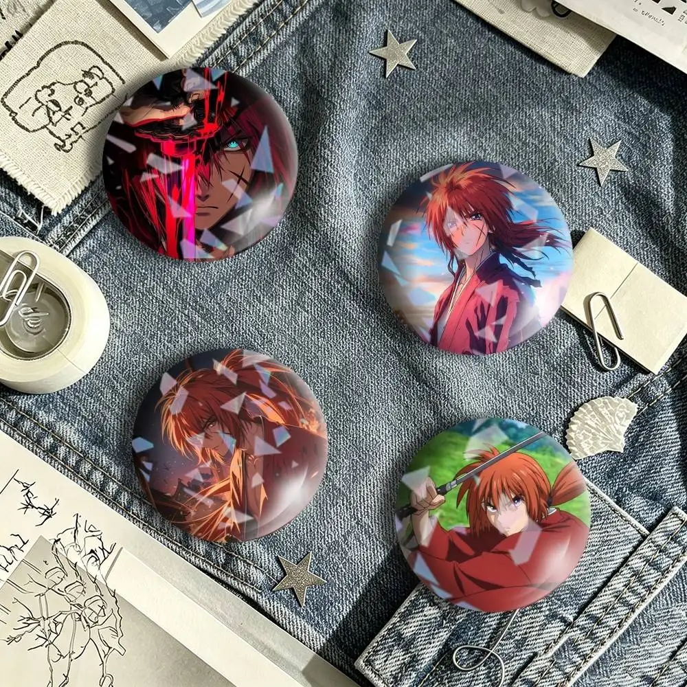 Rurouni Kenshin Kenshin Himura  Brooch Metal Decorative Brooch Pins for Backpack Clothes Jacket Accessories,Souvenir.