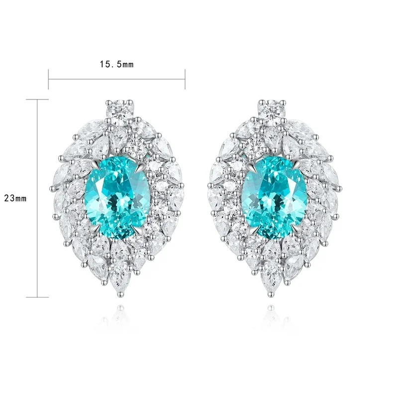 Lab Grown Paraiba Tourmaline Earrings in S925 Sterling Silver Dainty Studs for Women Lightweight Comfortable Daily Wear Jewelry