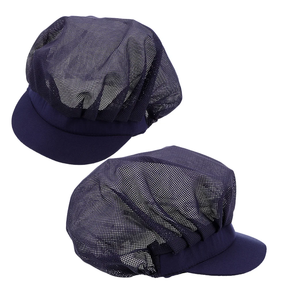 

2 шт. дышащих поварских колпаков темно-синего цвета: профессиональные унисекс-шапки для кухни, выпечки, работы с продуктами, легкие, моющиеся.