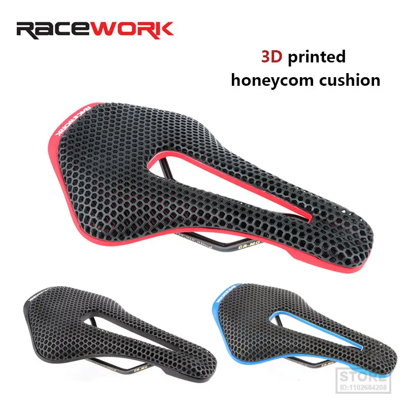 

Велосипедное седло RACEWORK с 3D принтом, из смолы, сотовые полые гоночные велосипедные сиденья, очень мягкая подушка, для горных и дорожных велосипедов