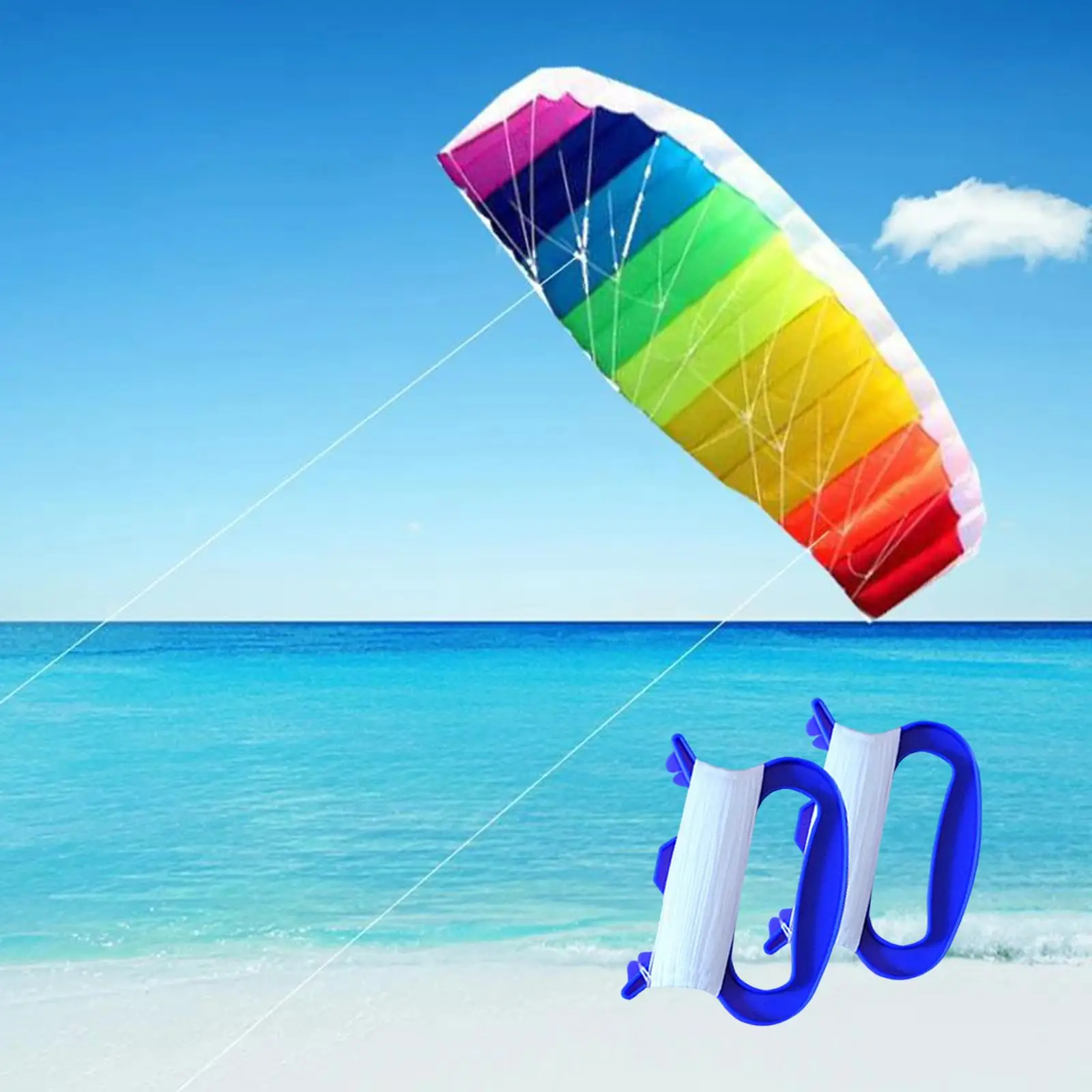 Dual Line Stunt Power Sport Kite Rainbow Stunt Kite for Games Park Outdoor