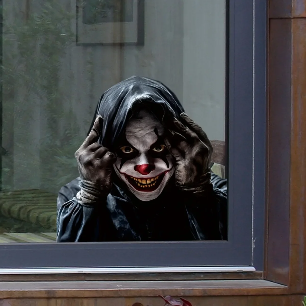 Self-Adhesive Window Film with Clown Prank Patterns, April Fools' Day & Halloween Decor for Home Glass and Car Windows