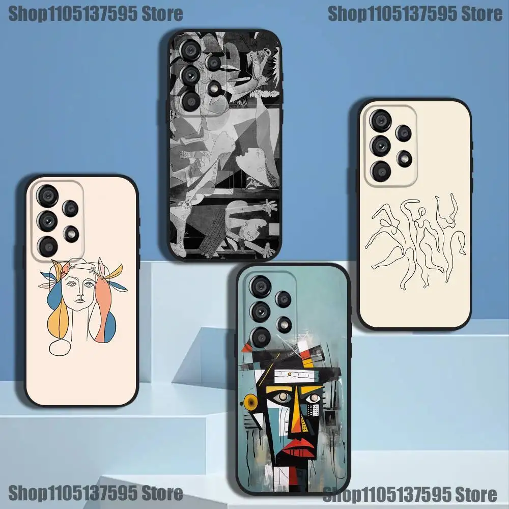 

Picasso Abstract Art Painting Phone Case For Samsung Galaxy A73,31,32,72,41,53,52,71,22,5G,Note,J7,8,9 Soft Black Cover