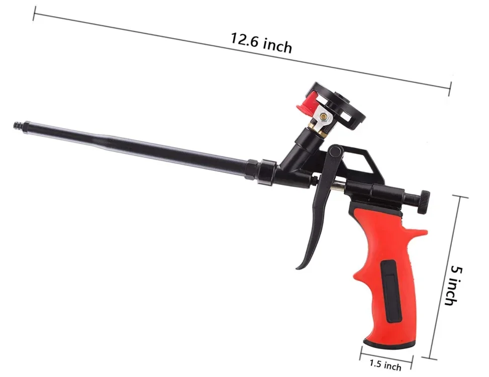 Needn't Clean Foam Gun, Pu Expanding Foaming GunHeavy Duty Spray Foam Gun, Mental Body Covered with PTFE