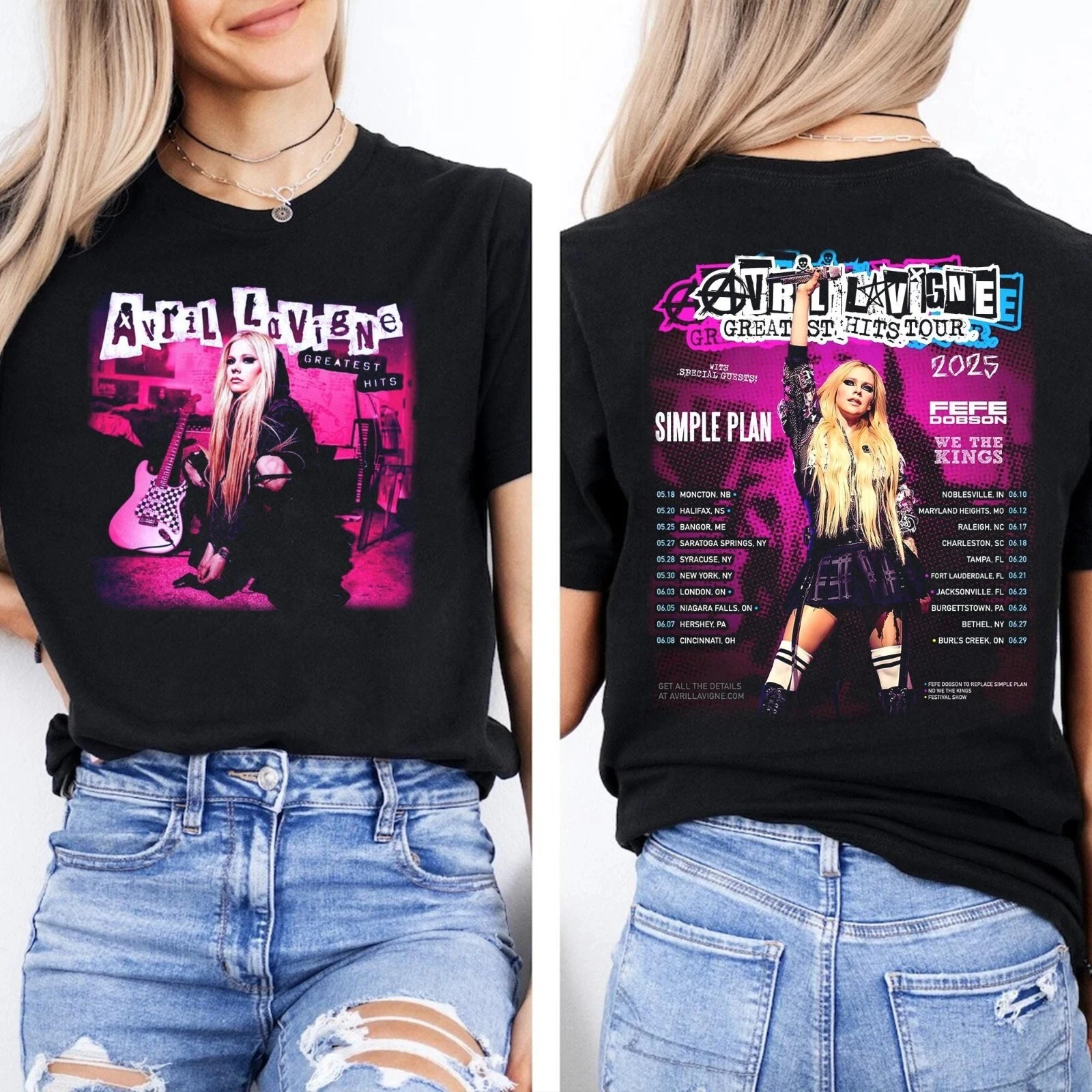 

Avril Lavigne Fan Avril Lavigne Greatest Hits Tour 2025 Концертная футболка Хлопковая футболка с принтом Мужской летний повседневный топ Y2k