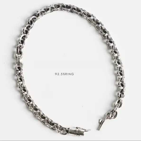 

Sterling Silver Hip Hop Punk Cross 925 Sterling Silver Bracelet Men's Fashion Versatile Personalized Retro European and American
