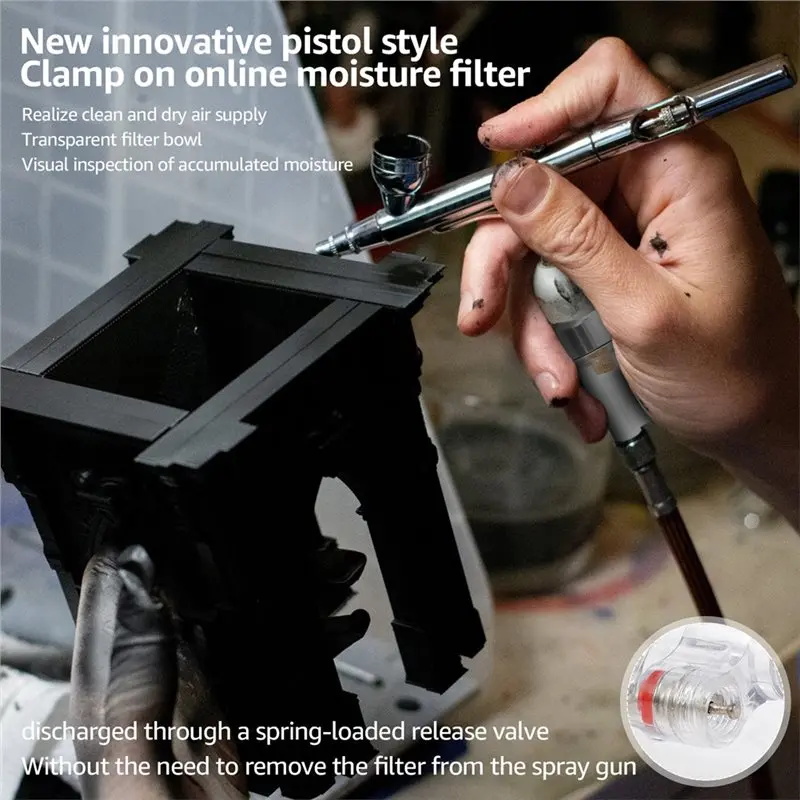 วาล์วกรองอากาศ GTBL ขนาด 1/8 นิ้ว 3 ชิ้น ตัวกรองความชื้นสำหรับปืนพ่นสี ตัวแยกน้ำมันสำหรับปืนพ่นสี รุ่นสำหรับปั๊มลม ตัวกรองน้ำ