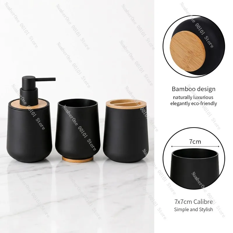 Elegant Bathroom Accessory Set 3 Piece Shower Gel Dispenser Bottles Soap Lotion Pump Containers Toothbrush Cup Storage BoxLuxury
