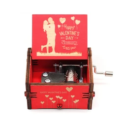 Carved Wooden Hand Crank Music Box, Can't Help Falling in Love, to Love's End, You Are My Sunshine, Birthday Gift for Girlfriend