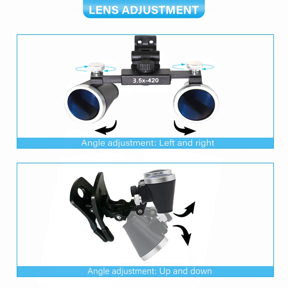 2.5X-3.5X Magnification Binocular Dental Portable Clip Loupe Surgical Magnifier Medical Operation Loupe Lamp