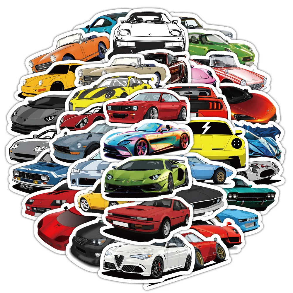 

10/60PCS Car Stickers Cool Racing Sports Car Cartoon Sticker Kids Toys Decoration DIY Fridge Luggage Laptop Phone Guitar Decals