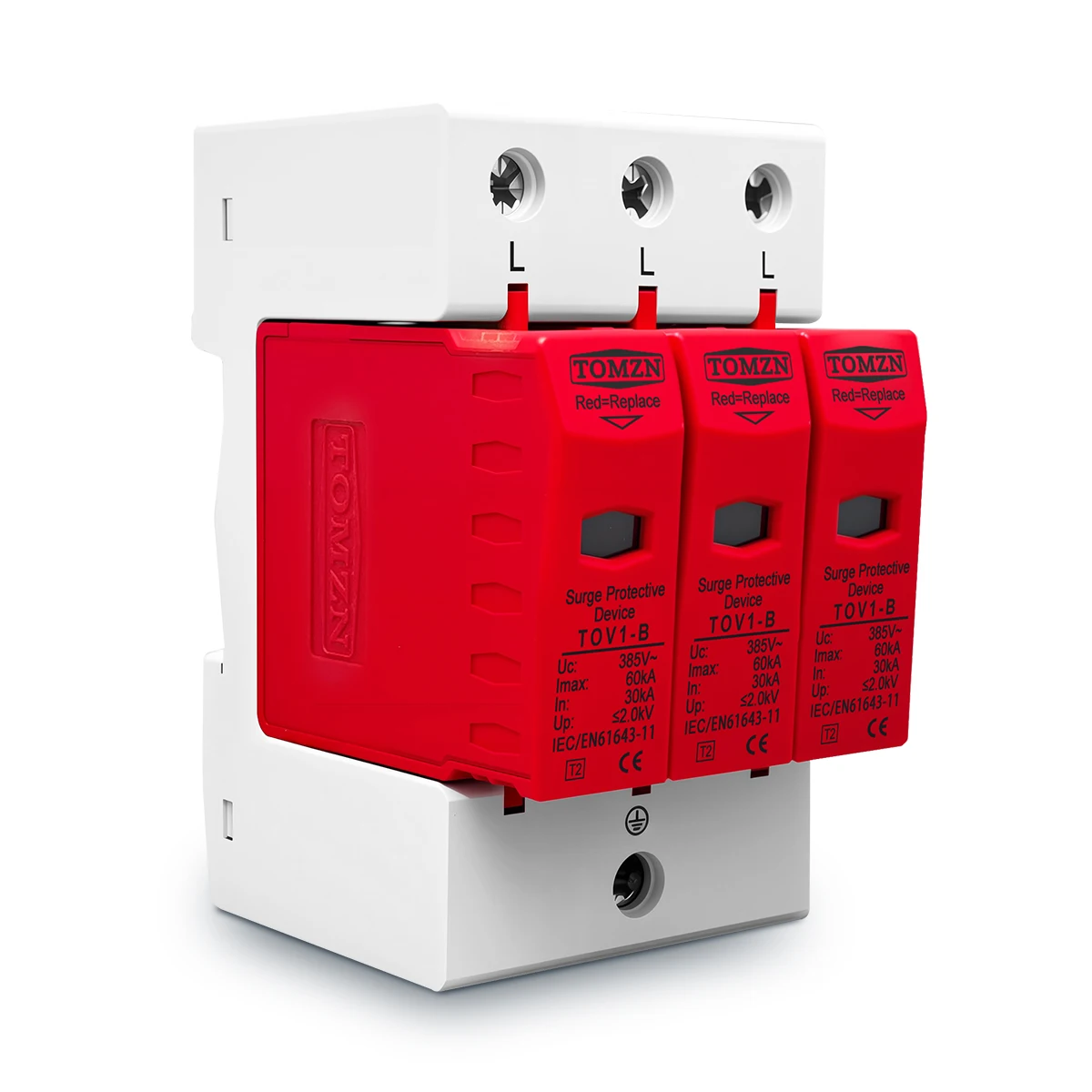 AC SPD 3P 30kA~60kA B ~385VAC House Surge Protector Protective Low-voltage  Arrester Device