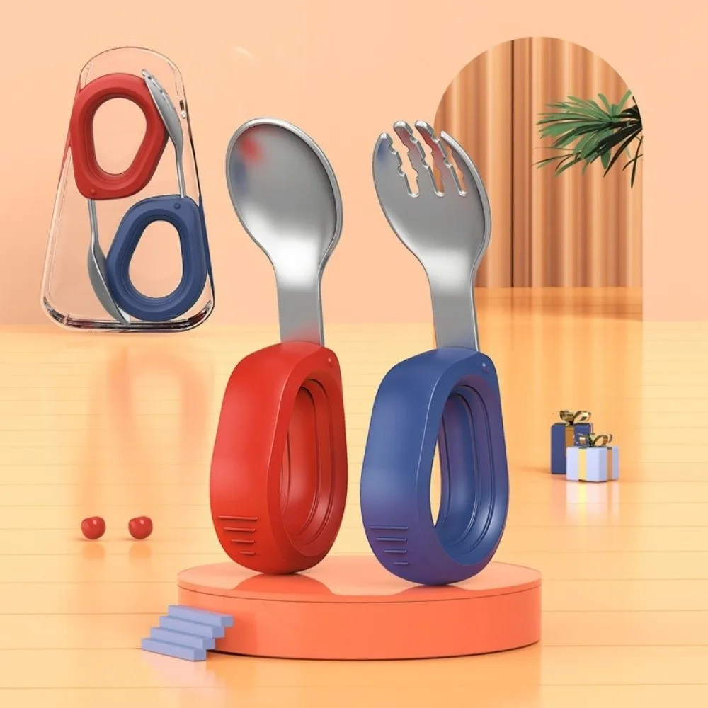 Silicone Handle Baby Silicone Spoon Set Anti-Choke Design BPA Free Children's Tableware Set Anti-slip Self Feeding