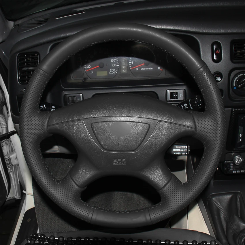 DIY Black Genuine Leather Car Steering Wheel Cover For Mitsubishi Pajero Sport 2004 Montero Sport 2004 Car Accessories