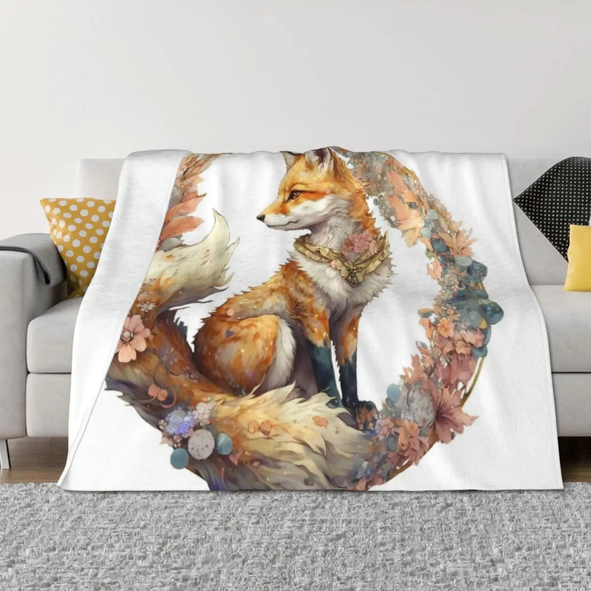 

two tailed fox Throw Blanket Furrys Hairys Sleeping Bag Beach Blankets