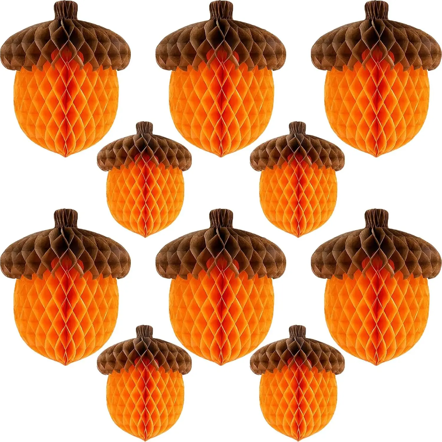 4Pack Fall Acorn Honeycomb Ball Decorations Tissue Paper Honeycomb Centerpiece Hanging Ornaments for Thanksgiving Halloween