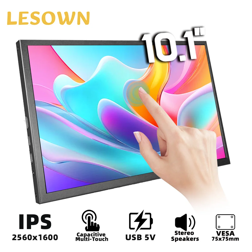 

LESOWN Compact Monitor 10.1 Inch 2560x1600 Small Portable Display USB C HDMI Plug & Play Secondary Monitor for Laptop Mac Xbox
