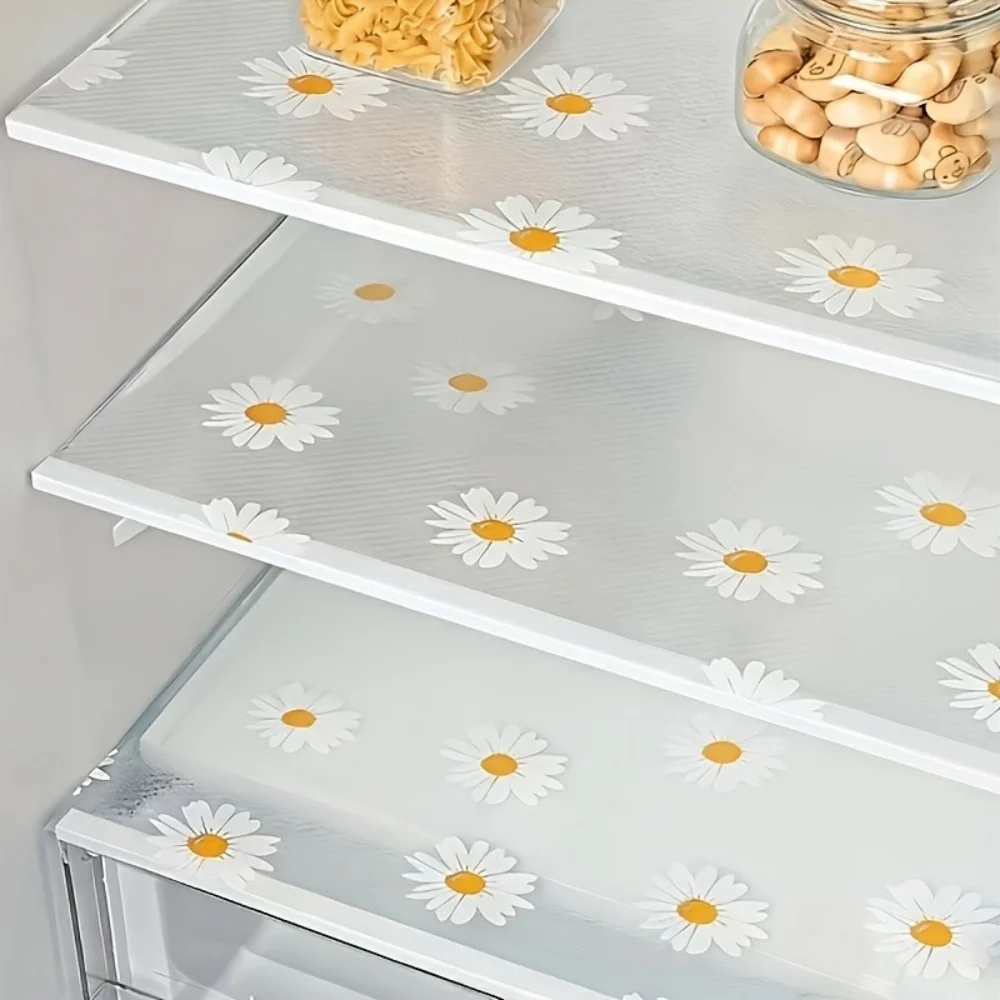 1 Roll Daisy Shelf Liner For Kitchen Cabinets EVA Waterproof Fridge Pad Cupboard Mat Easy Placemats Non-Adhesive Drawer Liner