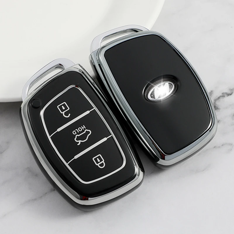 3 4 Bottons Silver Tpu Car Key Case Cover per Hyundai Ix35 I40 I20 Tucson Elantra Creta Sonata Ioniq Accent Creata accessori