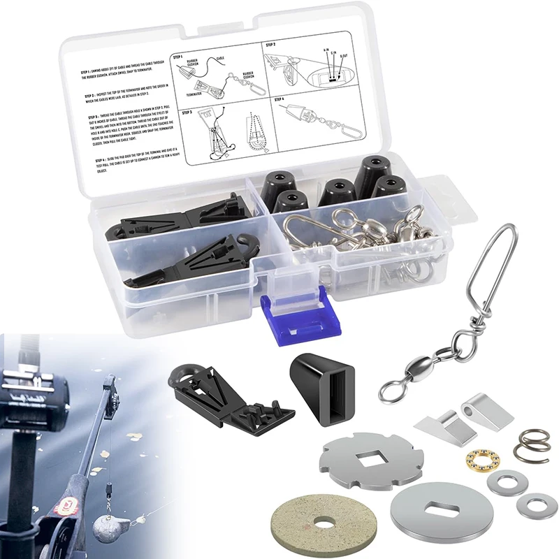 Downrigger Kit with Rebuild & Terminator Sets for Cannon Uni-Troll/Easi-Troll Series Downriggers, 6PCS Tool-Free Terminators