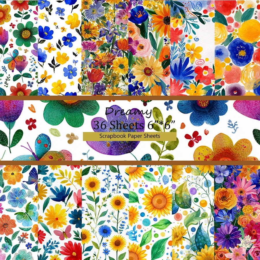 

36 Sheets 6"x6" Scrapbook Paper Pack: Hand-drawn Quote Prints for Scrapbooking, Origami & Memory Journal – Unique Kit