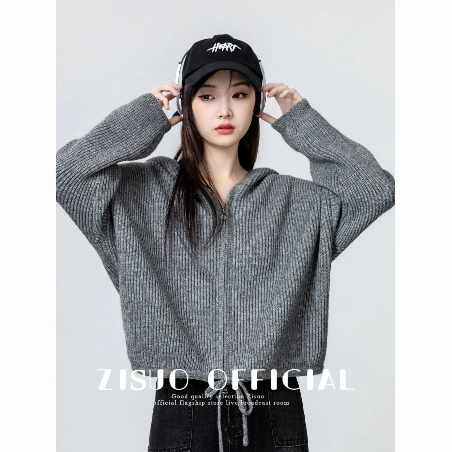 Rits met capuchon 2025, herfst en winter, nieuwe losse stijl gebreide trui vest jas top