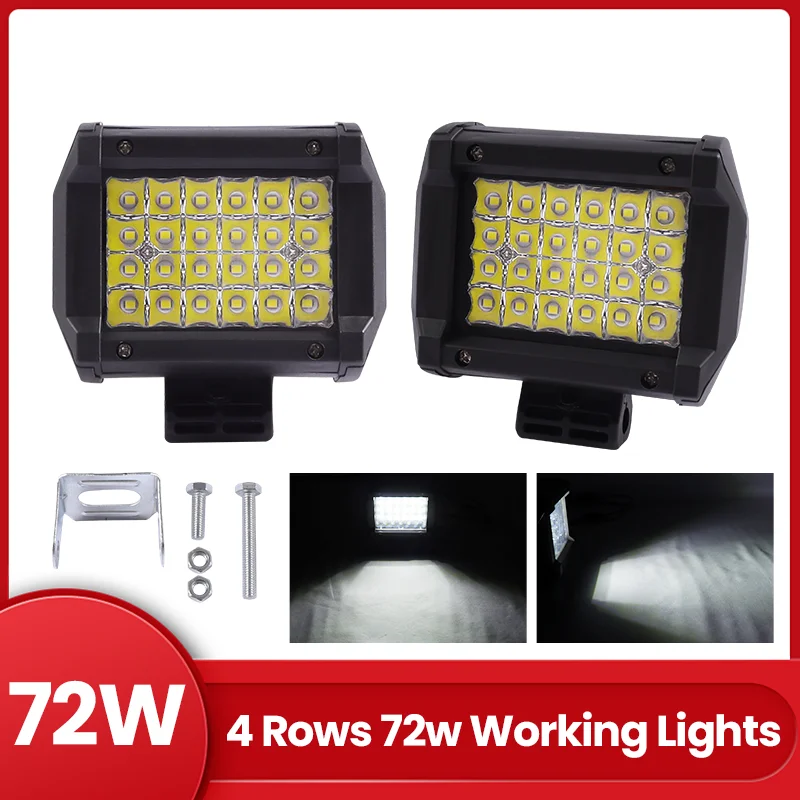 

4inch 72W barra LED Work Light Bar for Car Auto 12V Sport Combo Lamp 4x4 Offroad Driving Truck White Automotive Accessory