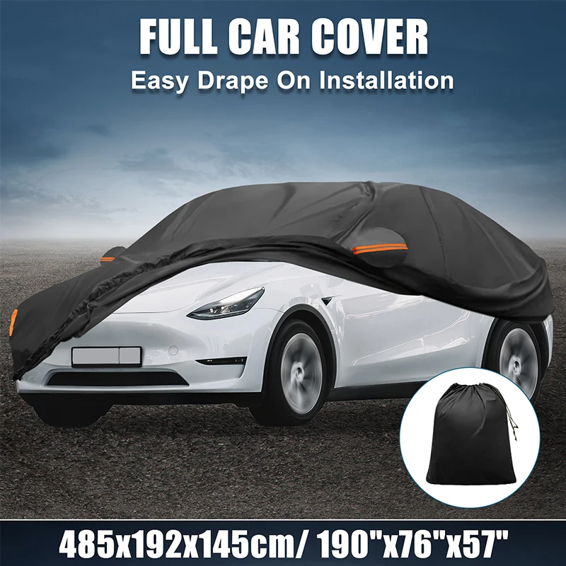 

UXCELL Car Cover for Tesla Model Y 2020-2023 210D-PU Oxford Outdoor Full Cover All Weather Waterproof with Driver Door Zipper