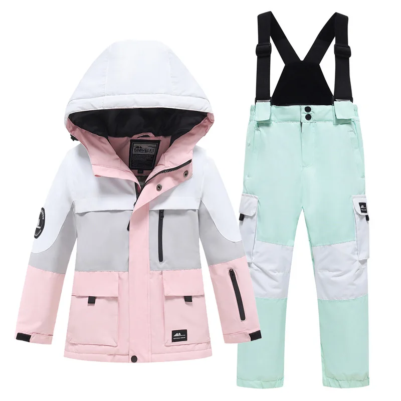 -30℃ Children's ski suit snow cross-country 110-160cm 5 6 7 8 9 10 11 12 13 14 15 years boys girls Off road Warm waterproof