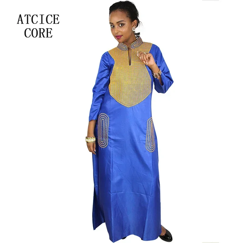 Dashiki Dress African Dresses For Women Silk Dress Embroidery Design Long Dress Without Scarf